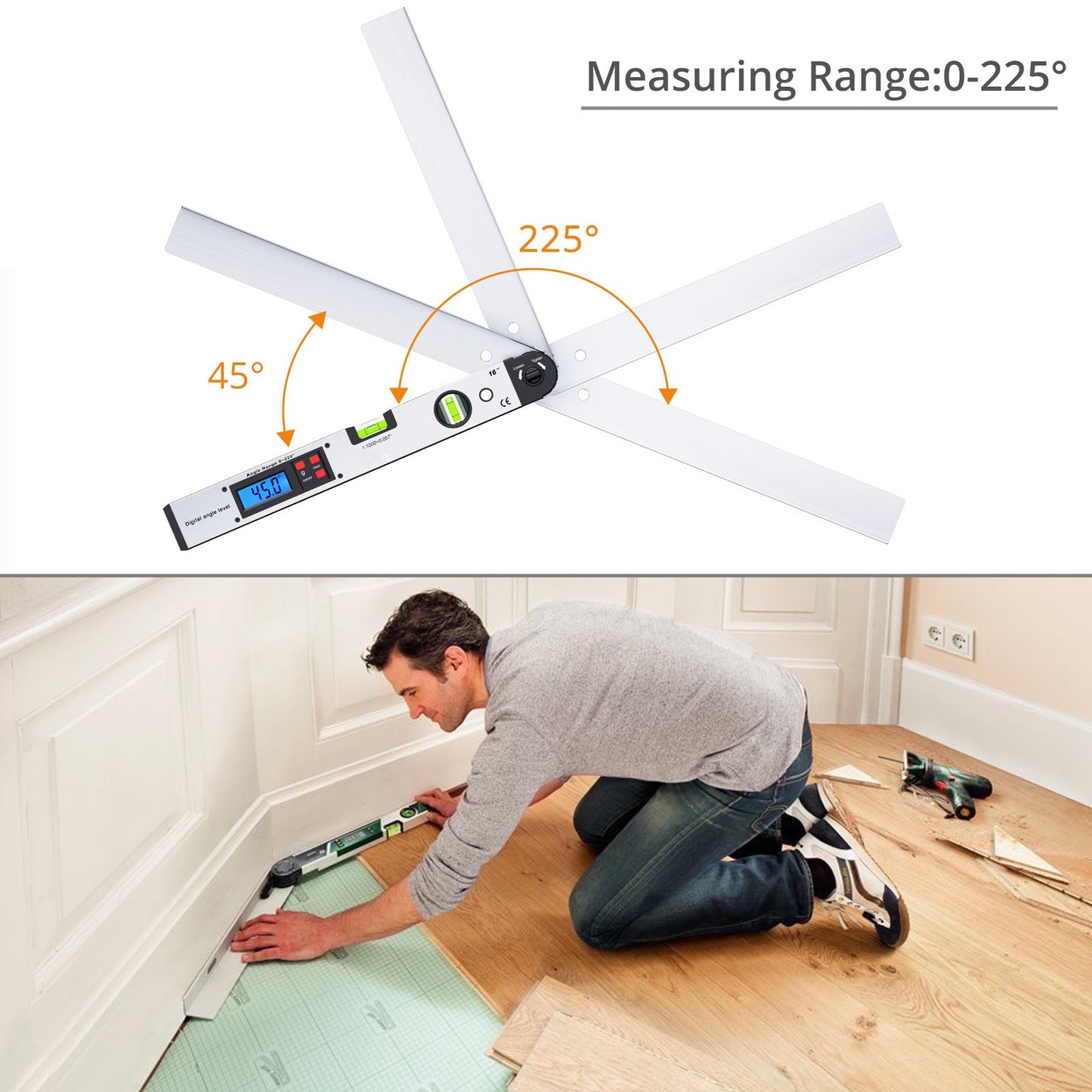 LCD Digital Level Angle Finder Aluminum Protractor Spirit Angle Finder Measuring Tool For Woodworking, Construction