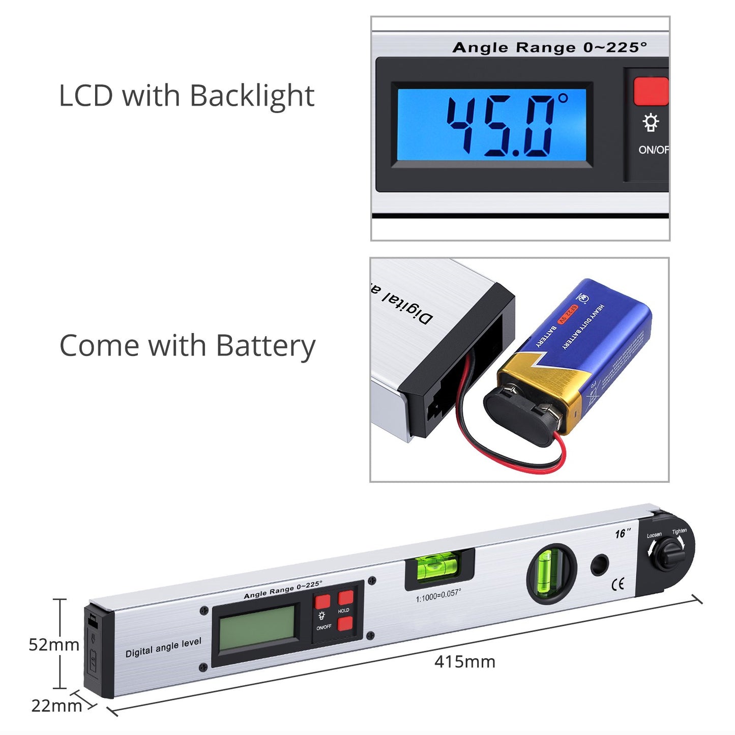 LCD Digital Level Angle Finder Aluminum Protractor Spirit Angle Finder Measuring Tool For Woodworking, Construction